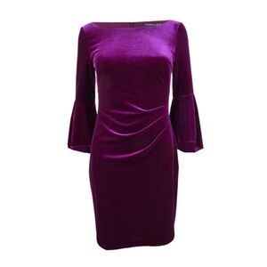 Gorgeous Velvet Bell Sleeve Velvet Lauren by Ralph Lauren Sheath Dress Size 0